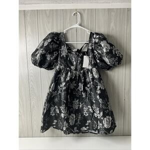 Women's S NWT Sofie the Label NINA Puff Sleeve Baby Doll Mini Black/White Dress